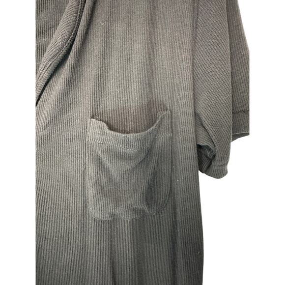 Skims Black Ribbed Loungewear Button Front Soft Lounge Sleep Shirt Size Small - Picture 6 of 13